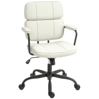 HOMCOM Silla de oficina con función de balanceo, altura ajustable y giro 60,5x59x89-97 cm, Crema(m-6)