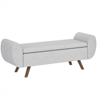 HOMCOM Banco de almacenamiento 53,8L con asiento acolchado en lino y apoyabrazos, para salón, dormitorio, entrada, 132x42x50 cm, Gris(m-1)