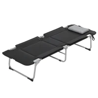 Outsunny Cama de camping plegable cama de campaña para adultos portátil con almohada extraíble acolchado de espuma 183x66x33 cm Negro(m-6)