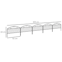 Outsunny Lote de 5 paneles de cerca de jardín decorativas de metal, borde de jardín, parterre de flores 305x43 cm(m-3)