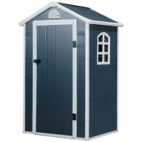 Outsunny Cobertizo de jardín cabana en resina de polipropileno - 1 puerta con cerradura, 1 ventana y 1 rejilla de ventilación(m-7)