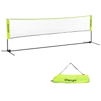 SPORTNOW Red de bádminton, red portátil, altura ajustable 107-155 cm, con bolsa de transporte, marco metálico, Negro, Amarillo(m-1)