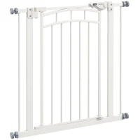 PawHut Barrera de seguridad para perros barrera de escalera extensible doble bloqueo 74-80x76 cm Blanco(m-1)