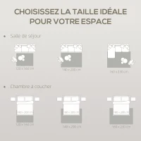 HOMCOM Tapis salon 230 x 160 cm, tapis à poils épais géométrique, moelleux et antidérapant, crème(m-6)