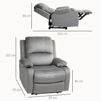 HOMCOM Microfibre Manual Reclining Armchair, with Footrest - Grey(m-3)