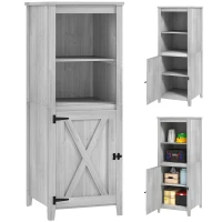 Outsunny Cobertizo de jardín con puerta de granero, estantes ajustables, diseño estilizado, Madera de pino, Gris claro(m-6)