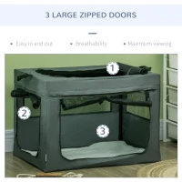 PawHut Mochila de transporte plegable para mascotas con asa tela de malla 79,5x57x57 cm Gris Negro(m-4)