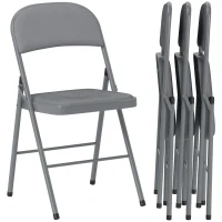 HOMCOM Lote de 4 sillas plegables y portátiles interior con asientos y respaldos acolchados de terciopelo, estructura de acero, Gris(m-6)