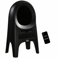 HOMCOM Calefacción Eléctrica, 3 Modos, 10-49° C, con Control Remoto, Llamas LED, Independiente, Negro, 33,7x25,5x60,4 cm