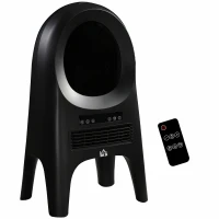HOMCOM Calefacción Eléctrica, 3 Modos, 10-49° C, con Control Remoto, Llamas LED, Independiente, Negro, 33,7x25,5x60,4 cm(m-1)