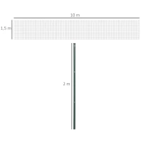 Outsunny Malla de Alambre Soldada Entremado 7,3x6,3 cm Altura 2 m Longitud 10 m postes, Refuerzos Incluidos Acero revestimiento PVC(m-3)