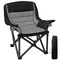 Outsunny Silla de camping plegable y portátil con portavasos, bolsillos laterales y bolsa de transporte, Negro