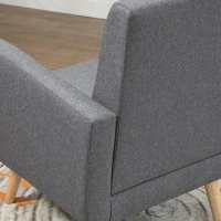HOMCOM Sillón en diseño escandinavo, Asiento de Acento, Respaldo con Botones, Natural + Gris Claro(m-5)