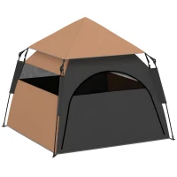 PawHut Tienda para Mascotas, Tienda de Campaña para Perros, Plegable, Resistente a la Intemperie, Caseta para Perros Grandes, Marrón(m-1)