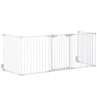 PawHut Barrera de Seguridad para Mascotas de 5 Paneles Plegable 300 cm con Cierre Inteligente para Escalera Pasillo Blanco