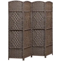 HOMCOM Biombo interior de madera 4 paneles separador de ambientes plegable para sala de estar dormitorio 180x180 cm Marrón(m-6)