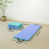 SPORTNOW Esterilla de gimnasia plegable y portátil, esterilla deportiva gruesa en 4 partes con asas, 180 x 60 x 5 cm, verde y violeta(m-3)