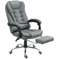 HOMCOM Silla de oficina silla manager gran confort respaldo inclinable ruedas PU 64,5x69x117 cm Gris(m-1)