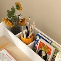 AIYAPLAY Conjunto de mesa y silla para niños de 3 a 8 años con compartimentos y estantes abiertos, efecto madera natural(m-5)