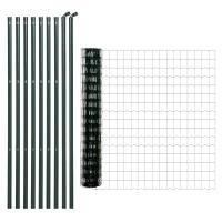 Outsunny Malla de Alambre Soldada Entremado 7,3x6,3 cm Altura 2 m Longitud 10 m postes, Refuerzos Incluidos Acero revestimiento PVC(m-1)