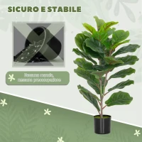 HOMCOM Pianta Finta Ficus Lyrata Alta 80 cm per Interni con Vaso, Decorazione per Casa e Ufficio, Verde(m-7)