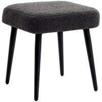 HOMCOM Taburete Reposapiés Sillón con Acolchado de Aspecto de Cachemira y Patas de Acero, 42x42x47 cm, Gris Oscuro
