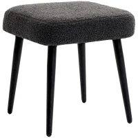 HOMCOM Taburete Reposapiés Sillón con Acolchado de Aspecto de Cachemira y Patas de Acero, 42x42x47 cm, Gris Oscuro(m-1)