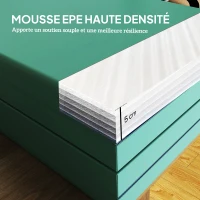 SPORTNOW Tapis de gymnastique pliable portable, tapis de sport épais en 4 parties avec poignées, 180 x 60 x 5 cm, vert et violet(m-4)