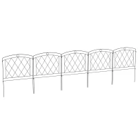 Outsunny Conjunto de 5 paneles de valla de jardín decorativa en metal, borde de jardín, macizo de flores 305x80 cm(m-6)