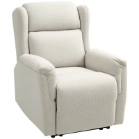 HOMCOM Sillón de Relax, Silla tapizada ajustable con reposapiés, Inclinable a 160°, Aspecto de lino, montaje rápido, Beige(m-1)