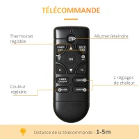 HOMCOM Cheminée électrique murale 1000/2000 W, cheminée décorative avec effet flamme 7 couleurs réglables, 72,5x11,5x40cm, noir(m-6)