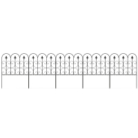 Outsunny Conjunto de 5 vallas de jardín decorativas de alambre metálico resistente al óxido para exterior, Negro