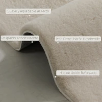 HOMCOM Alfombra Salón 120x160 cm Lavable en Lavadora Pelo Largo Estilo Moderno Tapete para Sala de Estar Dormitorio Crema(m-4)