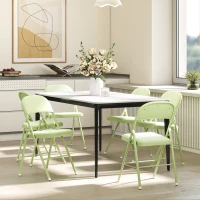 HOMCOM Lote de 4 sillas plegables portátiles de interior con asientos y respaldos acolchados en terciopelo, marco de acero, verde(m-5)
