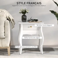 HOMCOM Lot de 2 tables d'appoint, bout de canapé avec pieds courbés, table basse pour salon, chambre, 45 x 35 x 55 cm, blanc(m-4)
