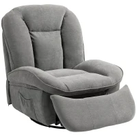 HOMCOM Sillón relax, sillón de televisión con función de reclinación, función de balanceo, sillón de TV giratorio con reposapiés, gris(m-6)