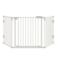 PawHut Puerta de Seguridad para Perros Barrera Protectora para Mascotas Ajustable Plegable Reja con Puerta de Cierre Automático(m-1)