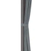 Outsunny Gazebo para jardín con terraza con 4 paredes laterales techo doble protección solar 3x3 m Gris(m-5)