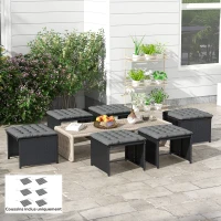 Outsunny Conjunto de 6 cojines para sillas de jardín, Cojines exterior acolchonados, gran confort cm con sujeciones, medidas 40x40 cm(m-2)