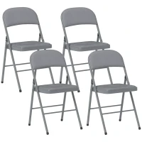 HOMCOM Lote de 4 sillas plegables y portátiles interior con asientos y respaldos acolchados de terciopelo, estructura de acero, Gris(m-1)