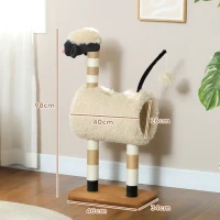PawHut Árbol rascador con diseño de oveja, con postes rascadores, túnel y juguete, 98 cm, Marrón claro(m-3)
