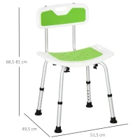 HOMCOM Taburete de ducha para personas mayores y discapacitadas altura ajustable patas antideslizantes soporte de alcachofa de ducha(m-3)