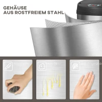 HOMCOM 42 L Kosz na śmieci z sensorem i funkcją Soft-Close, bezdotykowy kosz ze stali nierdzewnej do higienicznej kuchni(m-6)