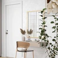 HOMCOM Espejo de pared rectangular 90x70 cm, marco de madera, ideal para baño, sala de estar o dormitorio, natural(m-4)