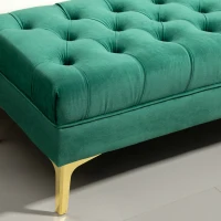 HOMCOM Banco banqueta capitonada para pie de cama estilo clásico 118x45x42 cm base de metal dorado terciopelo Verde(m-5)