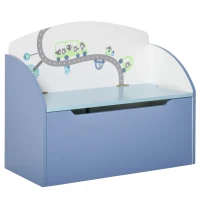 HOMCOM Banco Contenedor Portajuguetes 2 en 1 de Madera, Cofre Bancada con Respaldo para Niños de 3-6 Años, 60x30x50 cm, Azul(m-6)