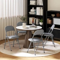 HOMCOM Lote de 4 sillas plegables y portátiles interior con asientos y respaldos acolchados de terciopelo, estructura de acero, Gris(m-4)