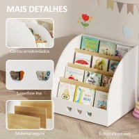 AIYAPLAY Estante Infantil para Brinquedos Organizador de Brinquedos de 4 Níveis com Compartimento Oculto  60x53x60 cm Branco e Madeira(m-7)