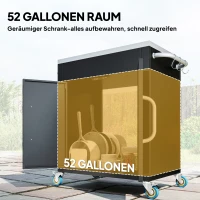 HOMCOM Küchenwagen mit Rollen, Servierwagen, Rollwagen mit Schrank, Haken und Edelstahlgriffe, Küchenhilfe, BBQ Grilltisch aus Edelstahl Küchentrolley, 86 x 50 x 86,5 cm Schwarz(m-5)