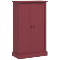 HOMCOM Armario mueble de cocina despensero 2 puertas con 5 estantes y 12 porta especias - 60x30x104 cm - Rojo(m-7)